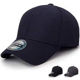 Men's Baseball Cap Trucker Hat Black Deep Blue Polyester Travel Beach Outdoor Vacation Plain Adjustable Sunscreen Breathable Fashion