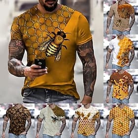 Men's Unisex Bee Graphic Prints Shirt T Shirt Tee Short Sleeve T shirt 3D Print Crew Neck Shirt Designer Casual Big and Tall Daily Holiday A B C Summer Clothin