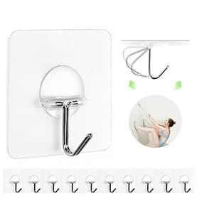 Adhesive Hooks for Hanging Heavy Duty Wall Hooks Self Adhesive Towel Coat Hooks Waterproof Transparent Hooks for Bathroom Shower Kitchen Keys Door Outdoor Home
