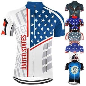America's 250th Anniversary Independence Day Men's Cycling Jersey Graphic National Flag Short Sleeve Bike Jersey Top with 3 Rear Pockets Mountain Bike MTB Road