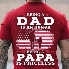 Mens Graphic T-Shirt: Dad Honor, Papa Priceless - American Flag Family Design Tee