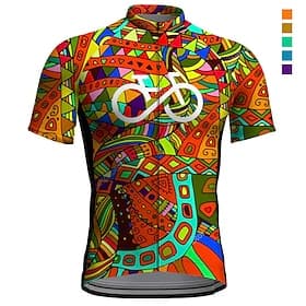 Herren Radtrikot Grafik Lustig Boho Kurzarm Fahhrad Trikot Oberteil mit 3 Gesäßtaschen Mountainbike MTB Straßenradsport Schnelltrocknend Reflektierende Streife
