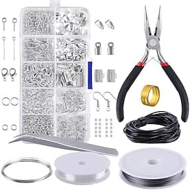 900 pièces kit de démarrage pour la fabrication de bijoux boucles d'oreilles résultats de collier bricolage perles pince outils ensemble d'outils de réparation
