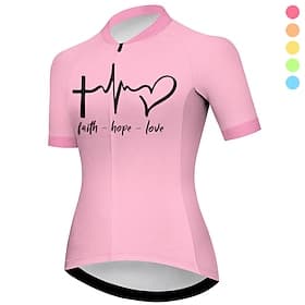 Per donna Maglia da Ciclismo Cuore Grafico Divertente Manica Corta Bicicletta Maglia Top con 3 tasche posteriori Mountain Bike MTB Ciclismo su strada Asciugatu