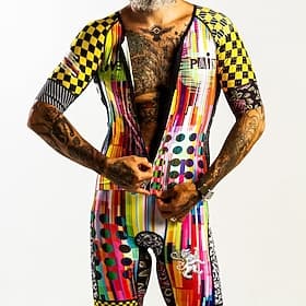 Herren Radtrikot mit Shorts Kurzarm Mountainbike MTB Straßenradsport Sommer Frühling Gelb Grafik Karo / Karomuster Fahhrad 3D-Polster Schnelltrocknend Rückenta