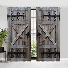 Rideau occultant rideaux ferme à œillets/œillets panneaux de rideaux de porte en bois de grange pour salon chambre porte cuisine fenêtre traitements isolation