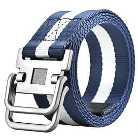 Men's Canvas Belt Double Loop Nylon Alloy Fashion Plain Striped Blue Black 1# Daily Wear Going out Weekend