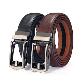 Men's Leather Belt Ratchet Belt Cowhide Retro Traditional Plain Black Coffee Daily Wear Going out Weekend