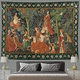 Medieval Painting Tapestry Middle Age Tapestry Wall Art Large Tapestry Mural Decor Photograph Backdrop Blanket Curtain Home Bedroom Living Room Decoration