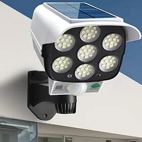 LED Solar Wall Light Outdoor Simulation Monitor Lamp Solar Powered Garden Light with Human Body Sensor Home Surveillance Simulation Smart Outdoor Street Light