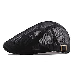 Homme Casquette Plate Casquette Gavroche Chapeau Gavroche Noir Bleu foncé Poly coton Voyage Plage Extérieur Vacances Plein Ajustable Mode