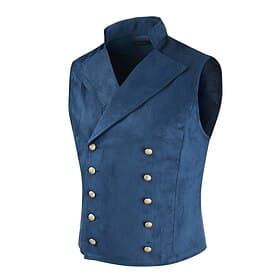 Men's Vest Waistcoat Daily Wear Vacation Going out Vintage Fashion Spring   Fall Button Polyester Comfortable Plain Double Breasted Lapel Regular Fit Black Roy