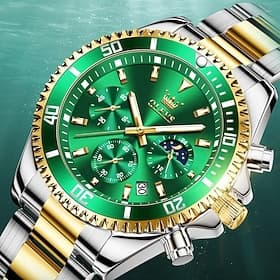 OLEVS Quartz Watch Gift for men Fashion Luxury Dive Classic Quartz Men's Wristwatches Sports Waterproof Stainless Steel Strap Watches