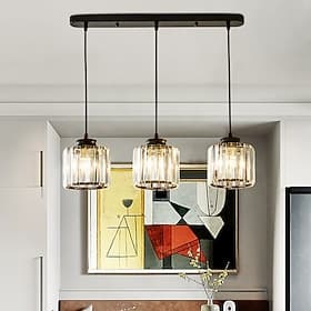 LED Pendant Lights Kitchen Island Crystal Chandeliers 1/3 Head  Modern Farmhouse Foyer Entryway Light Fixtures Ceiling Hanging Globe Over Table Warm White Blac