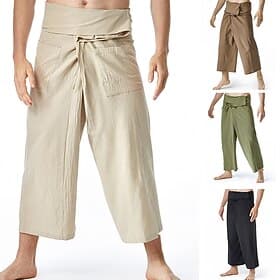 Homme Pantalons Pantalon d'été Pantalons Amples Pantalons de Plage Avec Poches Cordon de serrage Couleur Unie Respirant Doux Longueur complète Yoga Occasionnel