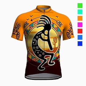 Herren Radtrikot Grafik Boho Kurzarm Fahhrad Trikot Oberteil mit 3 Gesäßtaschen Mountainbike MTB Straßenradsport Schnelltrocknend Reflektierende Streifen Rücke