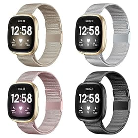 Smart Watch Band Compatible with Fitbit Versa 4 Sense 2 Versa 3 Sense Stainless Steel Smartwatch Strap Breathable Shockproof Milanese Loop Replacement  Wristba
