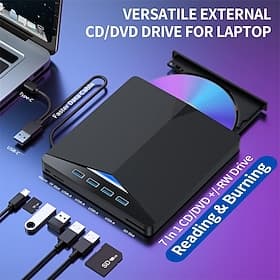 Type C/USB 3.0 External DVD Drive CD Player PC DVD-RW ROM Player CD-RW External CD DVD Drive For Macbook Laptop Desktop USB 3.0 External CD/DVD Drive for Lapto