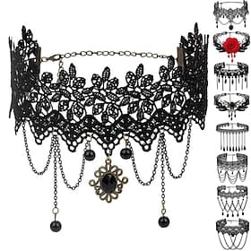 Choker Necklace Lace Tattoo Choker Punk Goth Fashion Gothic Lolita Jewelry Retro Vintage Style Lace Up Artificial Gemstones Lace Alloy Women's Girls' Costume J