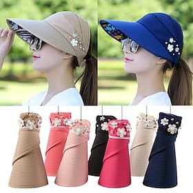 Summer Sun Hat Women's Outdoor Travel Sunscreen Sun Hat Foldable Anti-Ultraviolet Sun Hat