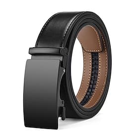 Men's Leather Belt Ratchet Belt Casual Belt Cowhide Stylish Casual Gentleman Plain Black 1# Black 2# Daily Wear Going out Weekend