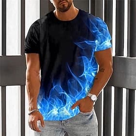 Herren Grafik Höllenfeuerflammen Flamme T Shirt Flammenhemd Kurzarm T-Shirt 3D-Druck Rundhalsausschnitt Hemd Vintage Mode Designer Outdoor Täglich Sport Hellgr