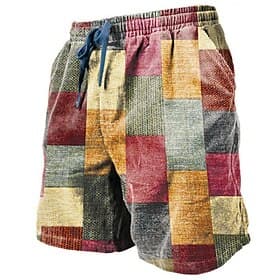 Men's Graphic Color Block Patchwork Shorts Summer Shorts Casual Shorts Mid Waist Fashion Streetwear Designer Casual Daily Streetwear Drawstring Pocket Elastic