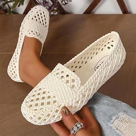 Women's Breathable Hollow-Out Slip-On Jelly Flats – Lightweight Casual Summer Shoes for Beach, Travel, and Daily Wear