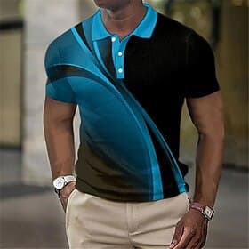 Herren Geometrisch Waffel-Poloshirts Golfshirt Kurzarm Polo-Shirts Hemden mit Kragen Business-Casual Urlaubskleidung Formelle Kleidung Festivalkleidung 3D-Druc