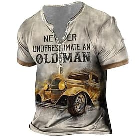Herren Lustiges Old Man Henley T-Shirt mit Vintage Klassischem Auto Grafik - Unterschätze nie T-Shirt