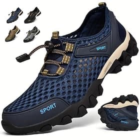 Men's Breathable Mesh Trail Running Shoes – Lightweight Non-Slip Outdoor Athletic Sneakers for Hiking, Walking Water Sports