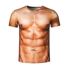 Herren Grafik Simulation T Shirt Kurzarm T-Shirt 3D-Druck Rundhalsausschnitt Hemd Vintage Mode Designer Täglich Outdoor Sport 1 Braun Frühling  Sommer Bekleidu