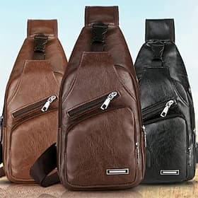 pochette à bandoulière décontractée pour hommes à la mode sac à bandoulière en cuir pu sac de poitrine de loisirs