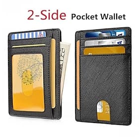 2 Pack 2-Side Leather Card Holder RFID Blocking Wallet Men Brand Business ID Credit Card Holder Fashion Slim Card Purse