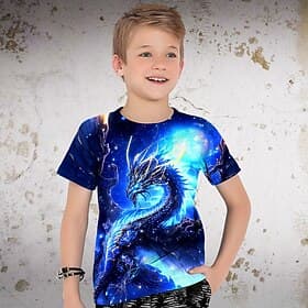 Boys 3D Graphic Animal Dragon T shirt Tee Short Sleeve 3D Print Summer Spring Active Sports Fashion Kids 3-12 Years Outdoor Casual Daily Regular Fit
