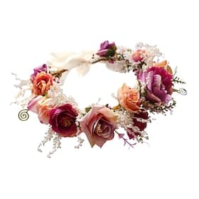 Women Floral Crown Rose Flower Headband Hair Wreath Floral Headpiece Halo Boho with Ribbon Wedding Party Festival Photos by Vivivalue