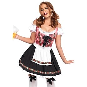 Oktoberfest Dirndl Trachtenkleider Dirndl Blouse Mini Length Bavarian Maid German Munich Wiesn Women's Traditional Style Cloth (40CM)