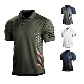 Men's Golf Polo Shirt Dark Grey Khaki Army Green Short Sleeve Sun Protection Moisture Wicking Top Summer Golf Attire Clothes Outfits Wear Apparel