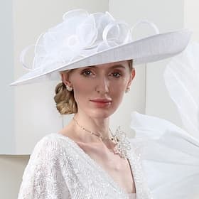 Hats Flax Sun Hat Top Hat Sinamay Hat Wedding Beach Elegant British With Floral Tulle Headpiece Headwear dress to impress Hats Race Day Dress
