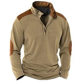Men's Zip Half Shirt Tee Top Long Sleeve Shirt Shirts With Elbow Patches Long Sleeve Color Block Fashion Designer Basic Quarter Zip Henley Vacation Street Goin