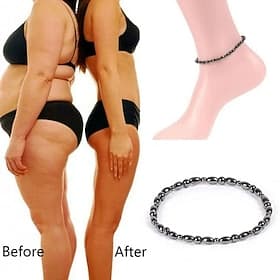 2Pcs Lose Weight Girl Women Men Charm Magnetic Black Stone Anklet Natural Black Obsidian Magnetic Therapy Anklet Slim Hematite Anklet