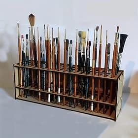 Wooden Brush Holder, Paintbrush Holder, Painting Pen Storage Rack, Desk Stand  Brush Holder Organizer, For Different Size Pens, Paint Brushes, Colored Pencils