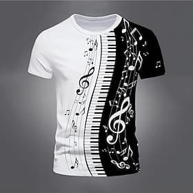 Music Festival Men's Graphic Music T Shirt Short Sleeve T shirt 3D Print Crew Neck Shirt Vintage Fashion Designer Outdoor Daily Sports 1 Black WhiteBlack Sprin
