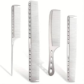 4pcs Professional Stainless Steel Comb Space Aluminum Comb For All Hair Types Hair Styling Comb Fine Cutting Comb Rat Tail Comb Detangling Comb