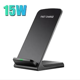 15W Fast Wireless Charger Stand, Qi Charging Dock Compatible with iPhone 16/15/14 Pro Max Plus, Samsung Galaxy S25/24/23 Ultra Plus, Huawei, Xiaomi