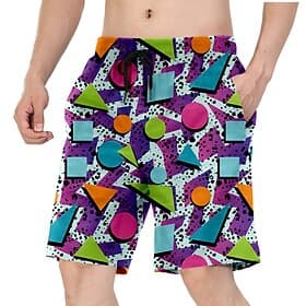 Doll Retro Vintage 1980s Beach Shorts Men's Costume Vintage Cosplay Vacation Beach Shorts
