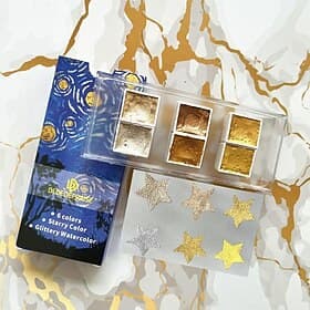 Dededepraise Metallic Watercolor-6/12 Color Set Starry Watercolor In Portable Box.Diamonds Glitter Solid Watercolors.Watercolor Art Supplies For Artists, Stude