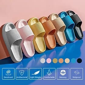 Comfortable Lightweight Antibacterial Slides - Deodorant, Memory Foam, Non-Slip Indoor/Outdoor Slippers in Multiple Colors