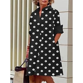 Women's Shirt Dress Casual Dress Shift Dress Midi Dress Outdoor Daily Vacation Fashion Modern Shirt Collar Button Pocket 3/4 Length Sleeve Summer Spring Loose