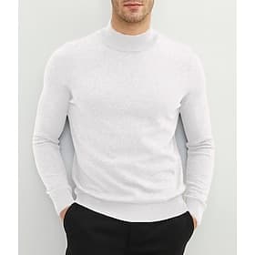 Men's Sweater Pullover Sweater Jumper Ribbed Knit Knitted Plain Mock Neck Stylish Casual Daily Wear Vacation Clothing Apparel Spring   Fall Black White S M L